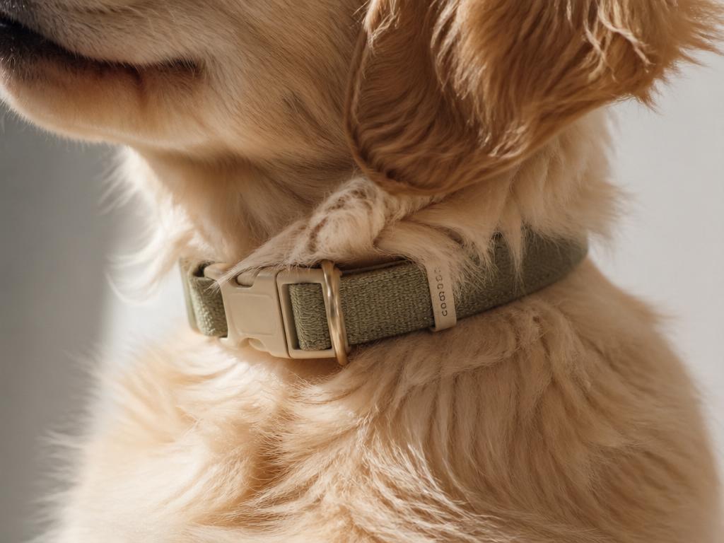 Gros plan du cou d'un chiot portant un collier doux